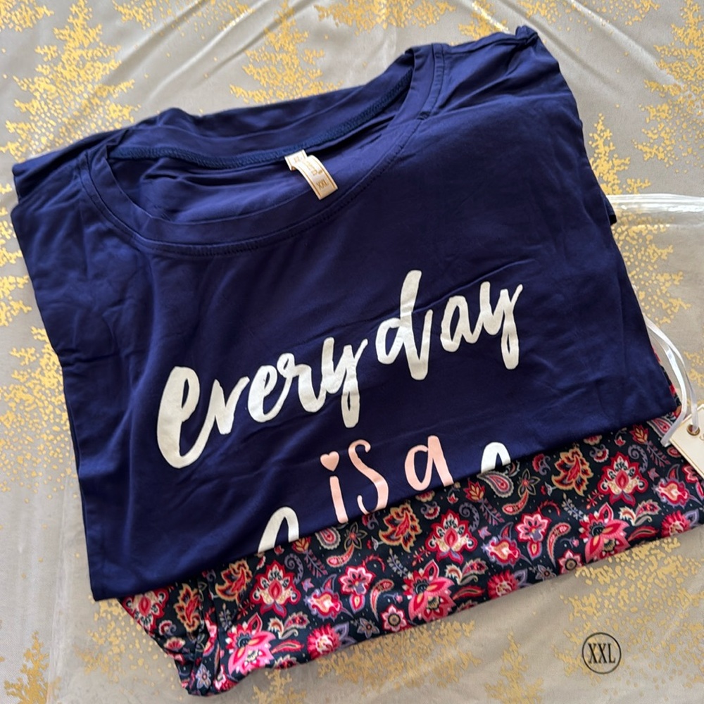 Simply Southern T-shirt Pajama Set “Everyday is a fresh start” Size XXL